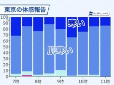 関東は朝から冷たい雨で寒いくらいに　午後も20℃には届かず