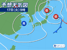 来週前半は北日本を低気圧が通過　雨や風が強まる可能性も