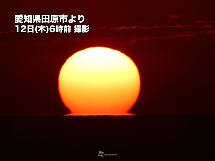 だるま朝日　冷えた朝に太陽がくびれて見える　蜃気楼の一種