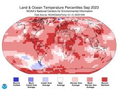 アメリカ海洋大気庁　2023年9月の地球の気温は174年間で最高と発表