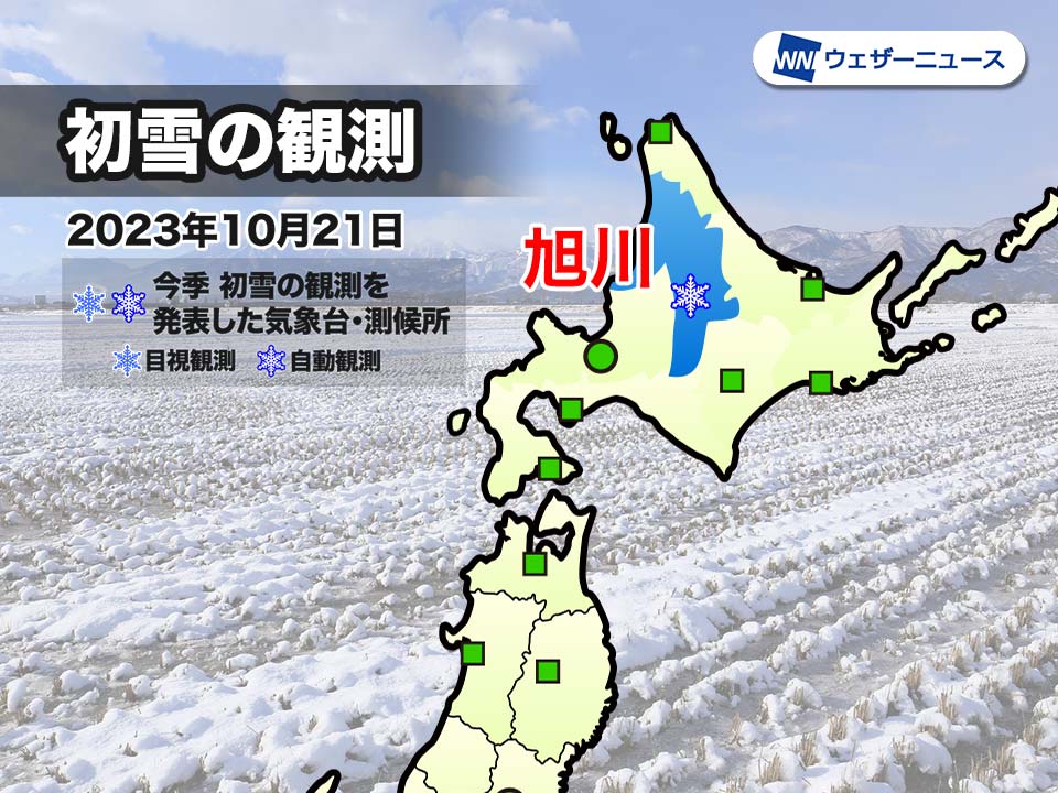 北海道・旭川で初雪　全国の気象台で今季初の観測