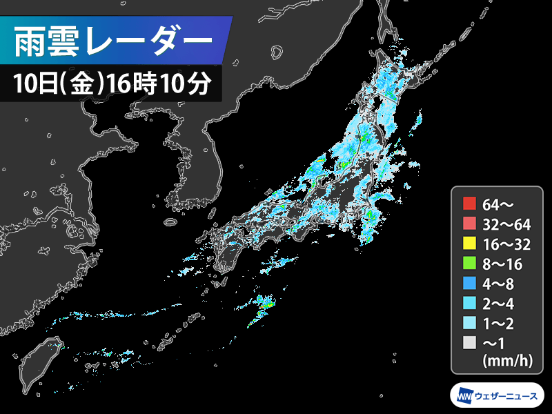 日本列島を前線の雨雲が通過中　夜にかけて強雨や雷雨に注意を