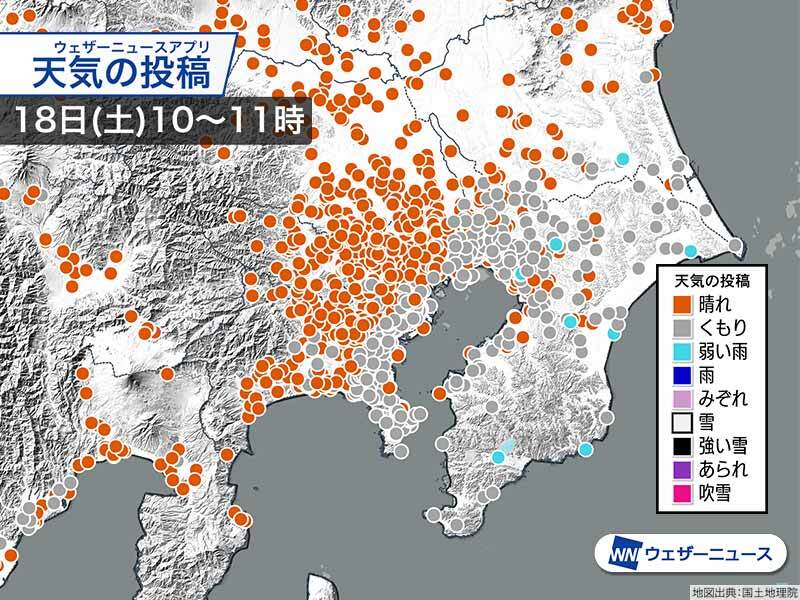 関東南部で所々にわか雨　昼過ぎにかけて千葉や神奈川でぱらつく可能性