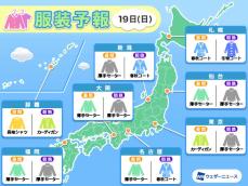 11月19日(日)　各地の気温変化と最適な服装