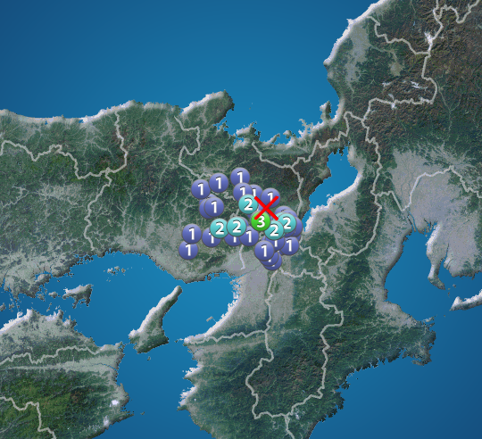 京都府南部でM3.7の地震　最大震度3　津波の心配なし