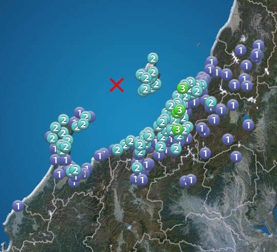 佐渡付近でM5.1の地震　新潟県で震度3　津波の心配なし
