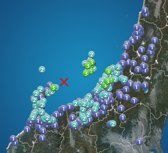 新潟県上中越沖でM5.0の地震　石川県・新潟県で震度3　津波の心配なし