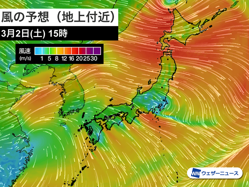 北日本や東日本は朝から強風に 関東や東海は花粉の飛散に要注意