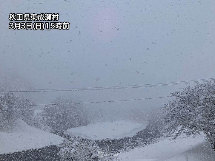 東北から北陸で雪や雨が強まる　明日にかけて山沿いは雪崩に注意