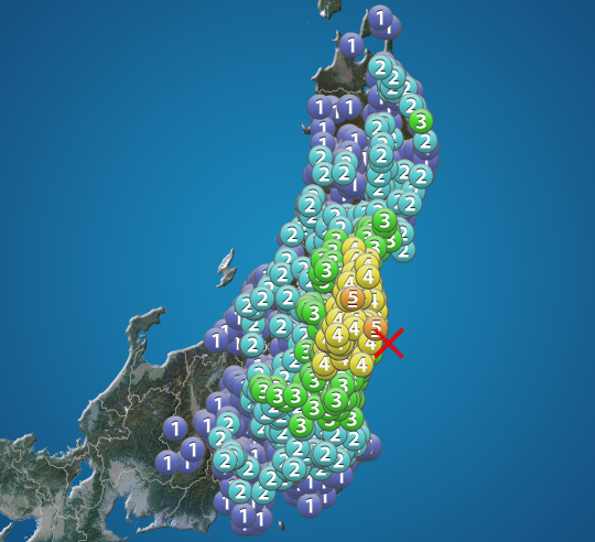 福島県沖でM5.8の地震　最大震度5弱　津波の心配なし