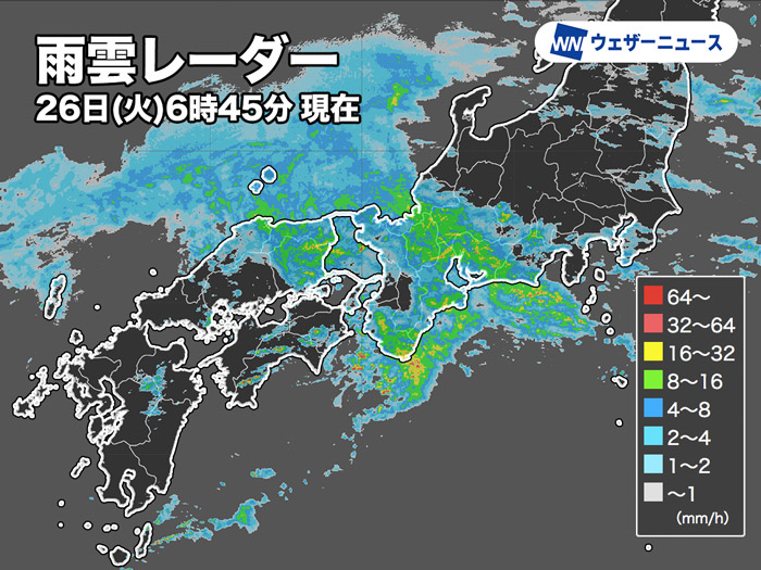 各地で本降りの雨　近畿や東海は午前が中心　関東は昼前後に雨が強まるおそれ