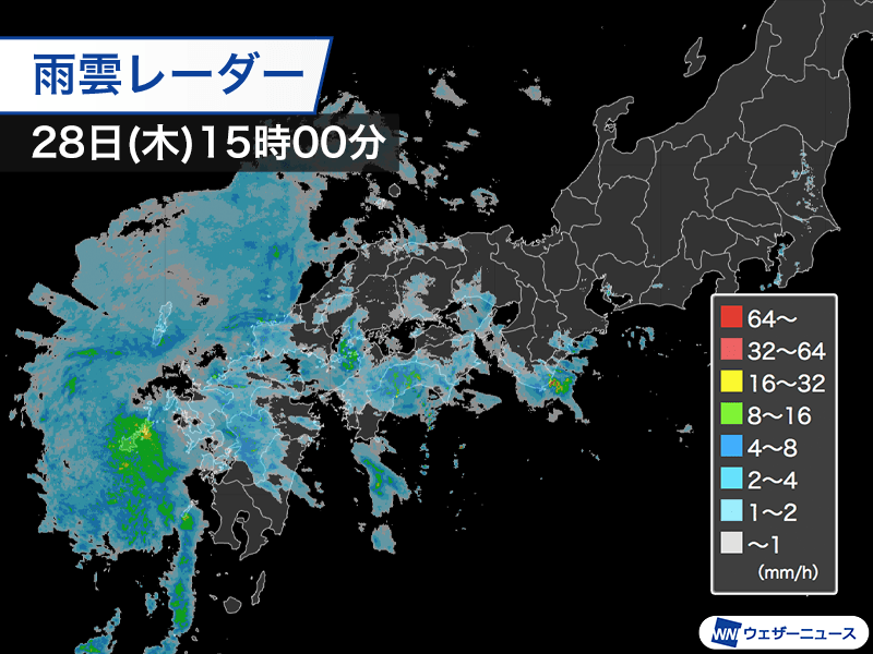 雨の範囲が拡大　明日は東海や関東、北日本で強まる風雨に警戒