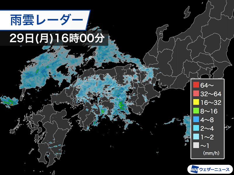 雨の範囲が近畿や東海まで広がる　明日の通勤・通学時間は関東で雨