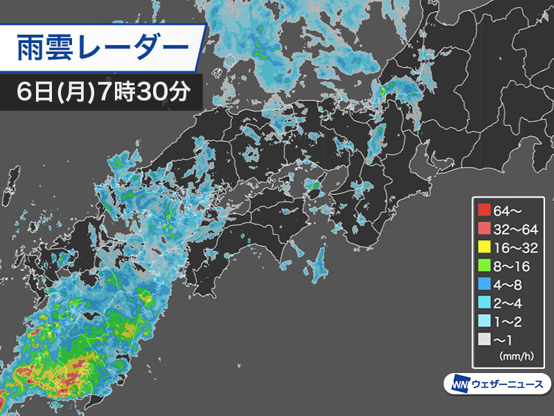 今朝は西日本で土砂降りの雨　雷を伴った強雨に注意