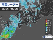 今朝は西日本で土砂降りの雨　雷を伴った強雨に注意
