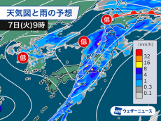 今日は関東など広範囲で通勤通学時間に雨　近畿や東海は強雨のところも