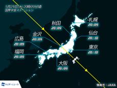 国際宇宙ステーション(ISS)/きぼう　今夜、日本上空を通過