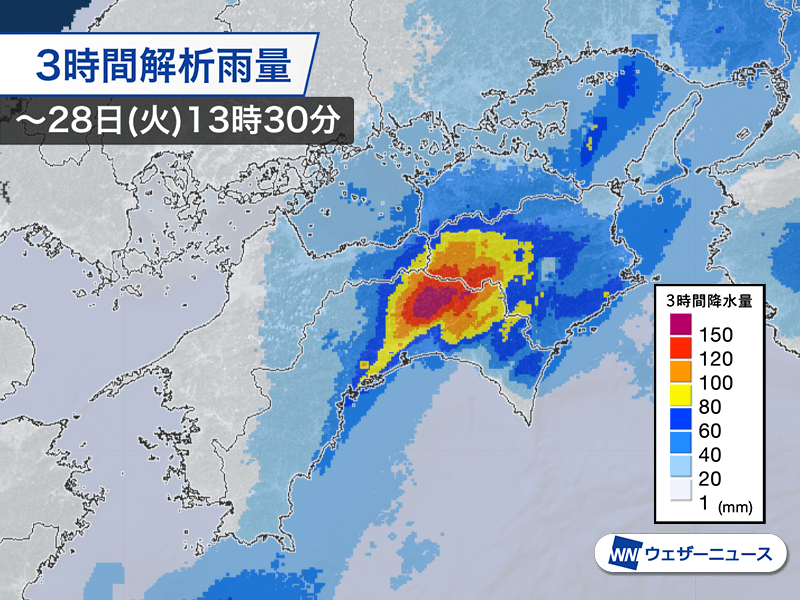 四国で6時間に200mm以上の大雨　土砂災害の危険性が高まる