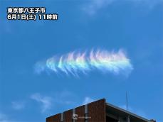 関東で「環水平アーク」が出現　薄い雲が虹色に色づく