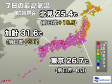 西日本の一部で30℃以上の真夏日　明日も晴れるエリアは暑くなる予想