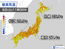 札幌は3週間ぶりに夏日　東日本、北日本は暑い一日に