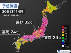 今日も東日本中心に暑さが続く　九州や四国は暑さ控えめ