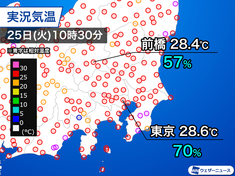 関東は昨日ほど気温は上がらず　湿度高く蒸し暑いため熱中症対策は必要