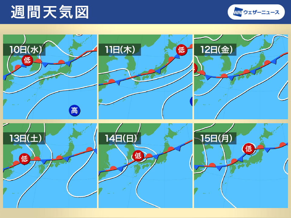 今週は梅雨前線が南下し本州付近に停滞　梅雨末期の大雨に注意