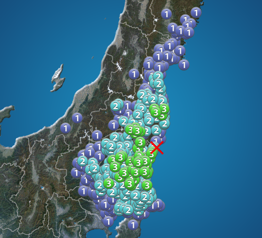 茨城県沖でM4.8の地震　東北地方と関東地方で震度3　津波の心配なし