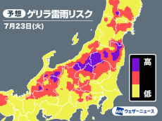 暑さで大気の状態が不安定に　関東北部はゲリラ雷雨に注意