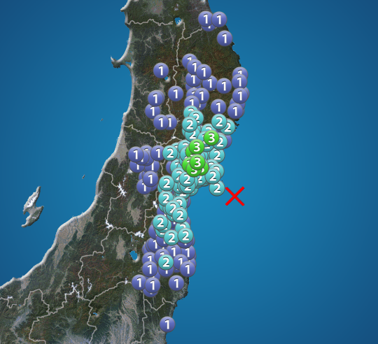 宮城県沖でM4.6の地震　岩手県と宮城県で最大震度3　津波の心配なし