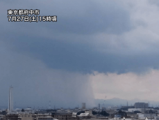 関東の内陸部で雨雲が発達　都心周辺は夕方以降に雷雨注意