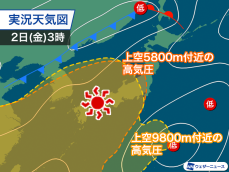 記録的猛暑　二段重ねの高気圧が要因　下降気流で気温上昇