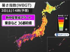 明日8月3日(土)対象の熱中症警戒アラート　東京など36都府県に発表