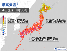 危険な暑さ続き東京都心は4日ぶりに猛暑日　熱中症への警戒継続を