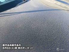 桜島の噴煙が鹿児島市方面に流れる　少量の降灰