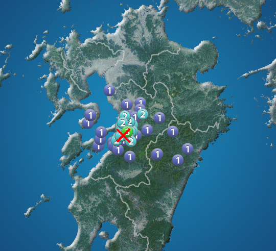 熊本県熊本地方でM3.5の地震　最大震度3　津波の心配なし