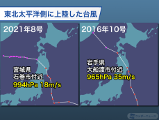 台風5号　東北太平洋側上陸なら過去3例目　地形の影響加わり大雨に