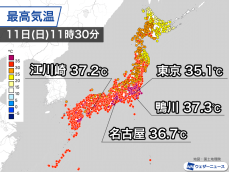 台風の間接的な影響で気温上昇　関東中心に危険な暑さ