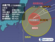 台風7号はまもなく強風域を抜けるも　東北沿岸は風雨への警戒続く