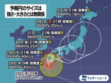 台風進路図の予報円のサイズは「強さ」「大きさ」とは無関係