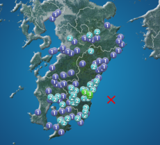 日向灘でM4.7の地震　最大震度3　津波の心配なし