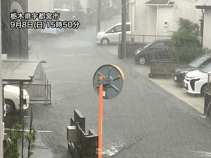 宇都宮で激しい雨が降り大雨警報　埼玉県内でも雨雲が発達