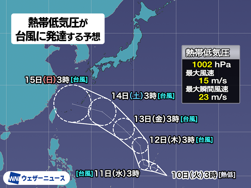 マリアナ諸島で台風発生予想　今後の進路に注意