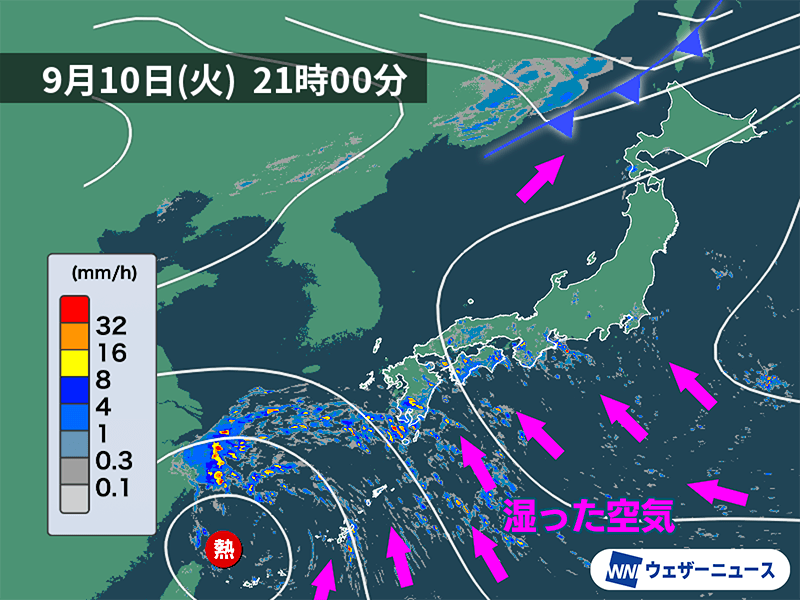 太平洋側で雨強まる　三重県では非常に激しい雨を観測