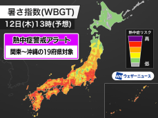 関東〜沖縄の19府県に熱中症警戒アラート　猛暑日予想の所も