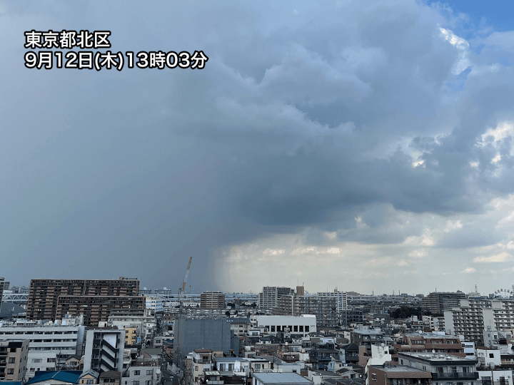 東京都内で局地的に積乱雲発達　関東以西は大気の状態が不安定