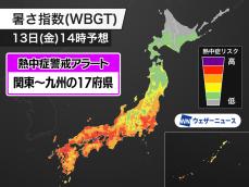 関東〜九州の17府県に熱中症警戒アラート　猛暑日予想のところも