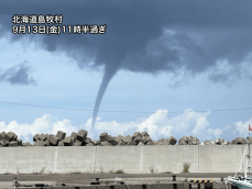 北海道後志地方で「ろうと雲」が発生　竜巻を含む突風に注意