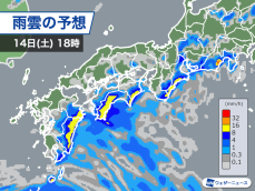 西日本太平洋側は段々と雨が強まる　台風13号の間接的な影響